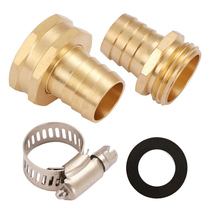 [Australia - AusPower] - U.S. Solid Brass Garden Hose Connector with Stainless Steel Clamps, Male and Female Garden Hose Fittings, 3 Sets (3/4 inch) 3/4 inch 