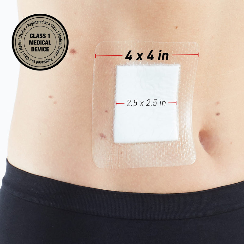 [Australia - AusPower] - Neo G Opti-Heal Silicone Multi Purpose Surgical Wound Dressing– Sterile Adhesive Bandages for Surgical Wounds, Cuts, Abrasions – Barrier Island Dressing 4x4 - Absorbent Breathable Waterproof 4 Pack 