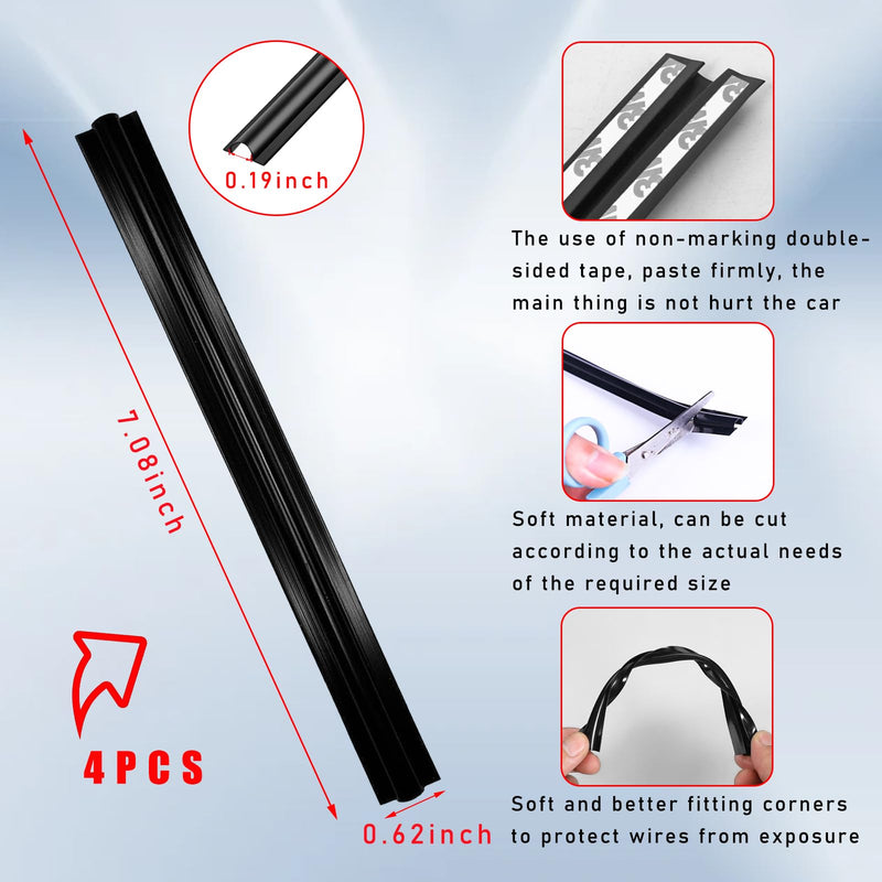 [Australia - AusPower] - Augeny 4PCS Car Concealed Wire Sleeve, Self-Adhesive Tubing Cable Hidden Protector, Auto Split Sleeving Wire Cord Organizer, Black Soft PVC Cable Sleeve for USB, Audio & Video Line 