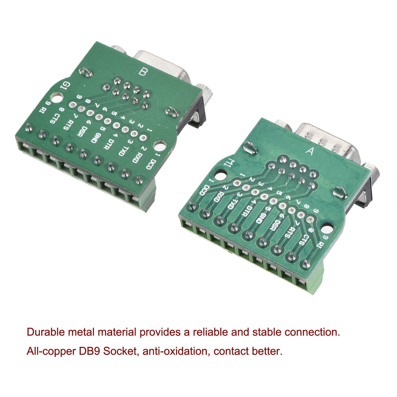 [Australia - AusPower] - MECCANIXITY DB9 RS232 Serial D SUB Male Connector and DB9 D-SUB Female Adapter Plate RS232 to 9 Position Terminal Board 