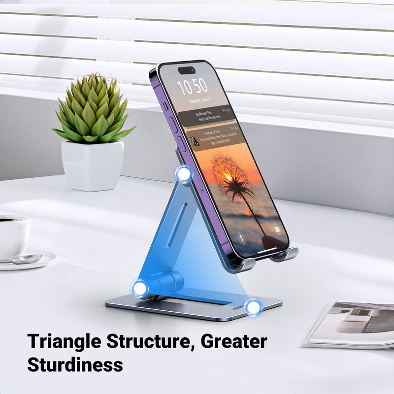 [Australia - AusPower] - UGREEN Cell Phone Stand Desk Phone Holder Compatible with iPhone 14 13 12 Pro Max 11 XS Max XR X 8 Plus, Fully Adjustable Foldable Desktop Aluminum Smartphone Stand 