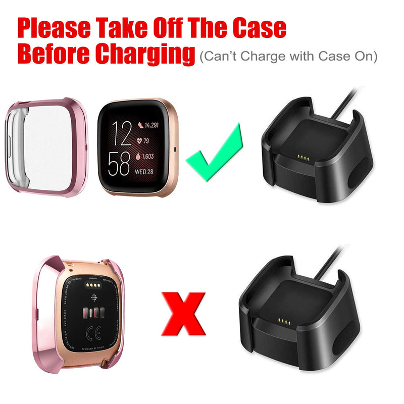 [Australia - AusPower] - 3 Pack - Fintie Screen Protector Case Compatible with Fitbit Versa 2 Smartwatch, Soft TPU HD Full Protective Cover Scratch Resistant Shock Absorbing Bumper Shell, Black, Clear, Rose Pink Black+Clear+Rose Pink 
