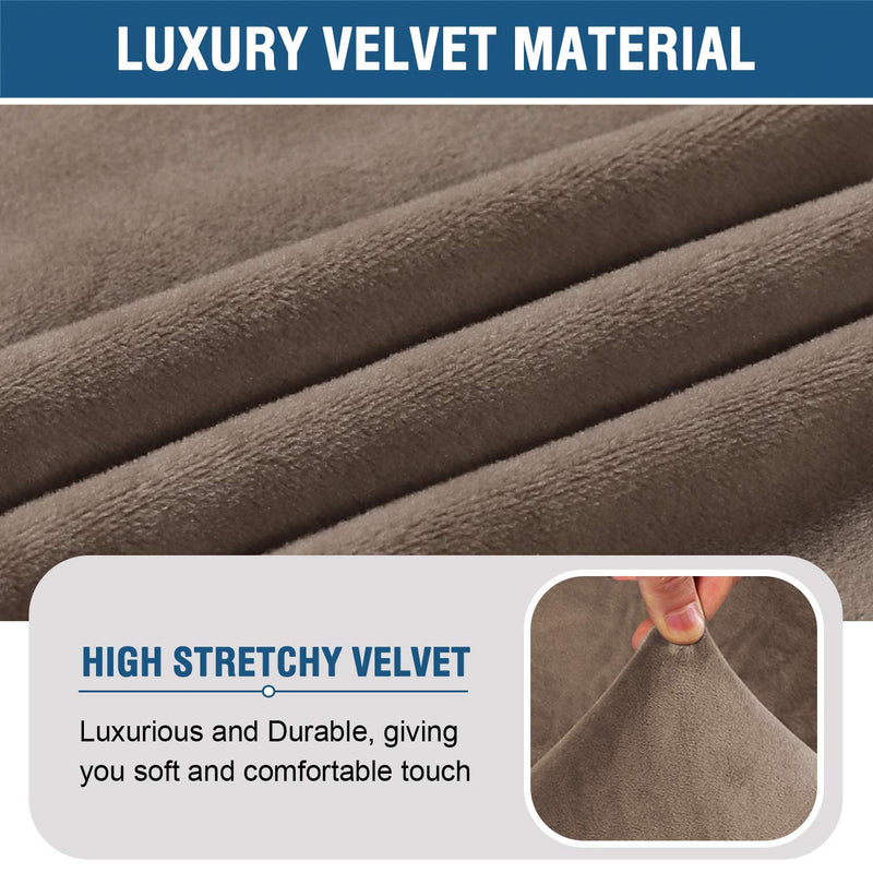 [Australia - AusPower] - Velvet Accent Chair Covers High Stretch Armless Chair Covers for Living Room Luxury Thick Velvet Chair Slipcovers Modern Furniture Protector with Elastic Bottom, Machine Washable, Taupe 