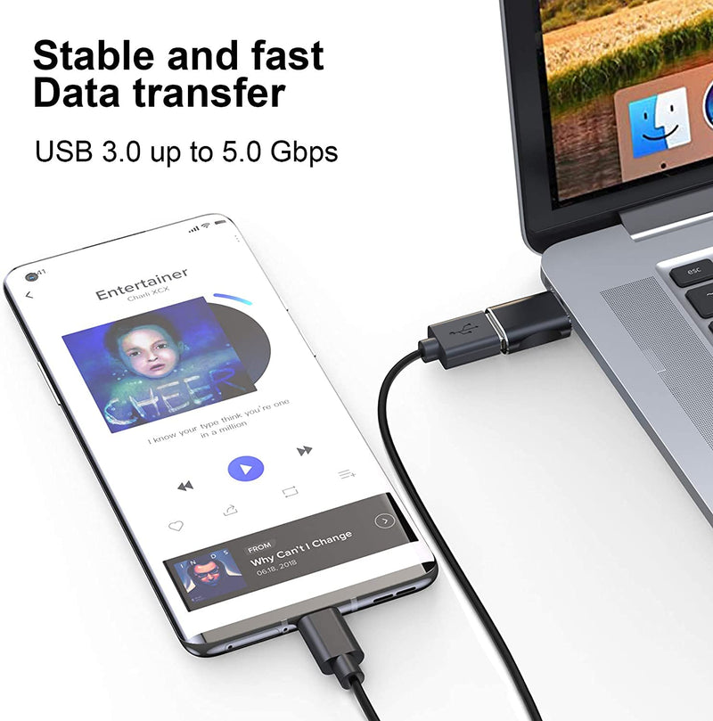 [Australia - AusPower] - USB C to USB Adapter, 2 Pack Type C to USB 3.0 Adapter High-Speed Data Transfer OTG Adapter Compatible with MacBook Pro 2020, Pad Pro 2020, Samsung Notebook 9, Dell XPS and More Type C Devices(Silver) 