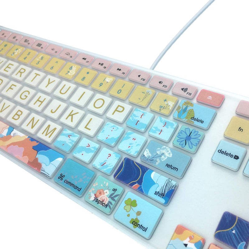 [Australia - AusPower] - Silicone Keyboard Cover Skin for Apple iMac Keyboard with Numeric Keypad Wired USB MB110LL/B(Model: A1243), Cute Print, US Layout, Litter Flowers for Apple wired keyboard(Model: A1243) 