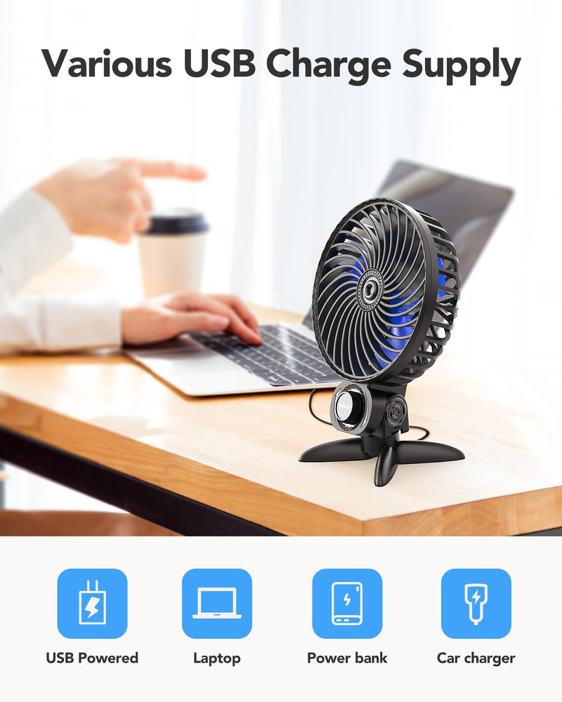 [Australia - AusPower] - AaoLin USB Small Fan, Desk Fans with CVT Variable Speeds, Strong Cooling Airflow, Quiet Portable, Desktop Mini Personal Fan for Room, Home,Office, Bedroom-USB Powered Black 