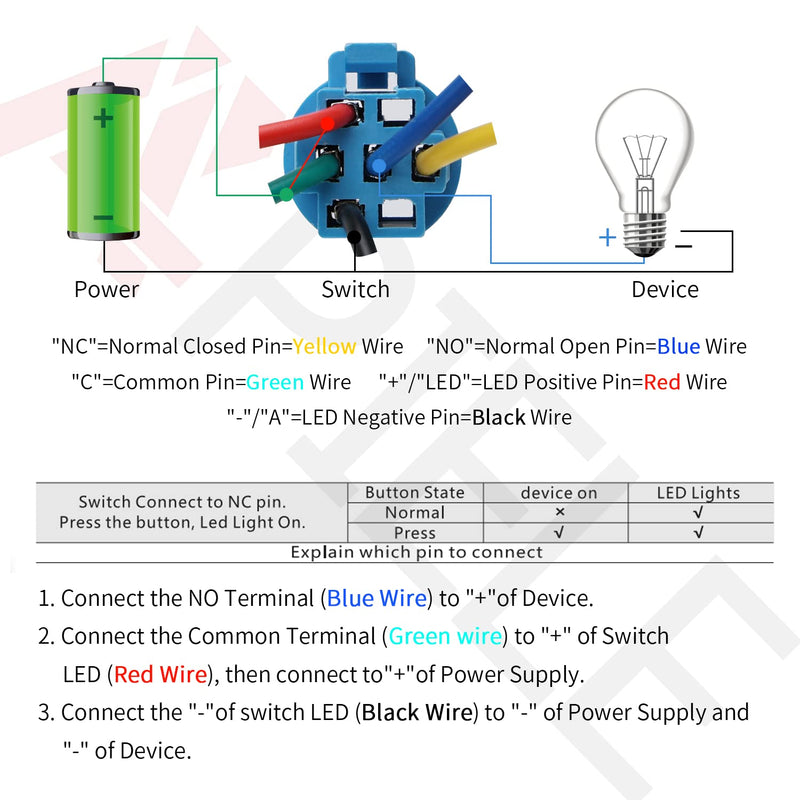 [Australia - AusPower] - APIELE 19mm 12V Momentary Speaker Horn Push Button Toggle Switch 3/4" Mounting Hole 1NO 1NC SPDT with Pre-Wiring Socket for Car Auto Motor (Blue) Blue/Silver Shell 
