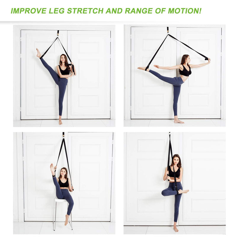 [Australia - AusPower] - UBING Leg Stretcher, Door Flexibility Trainer, Over The Door Strech Strap for Flexibility, Splits Trainer for Dance Ballet Cheer Gymnastics Taekwondo Stretching Black 