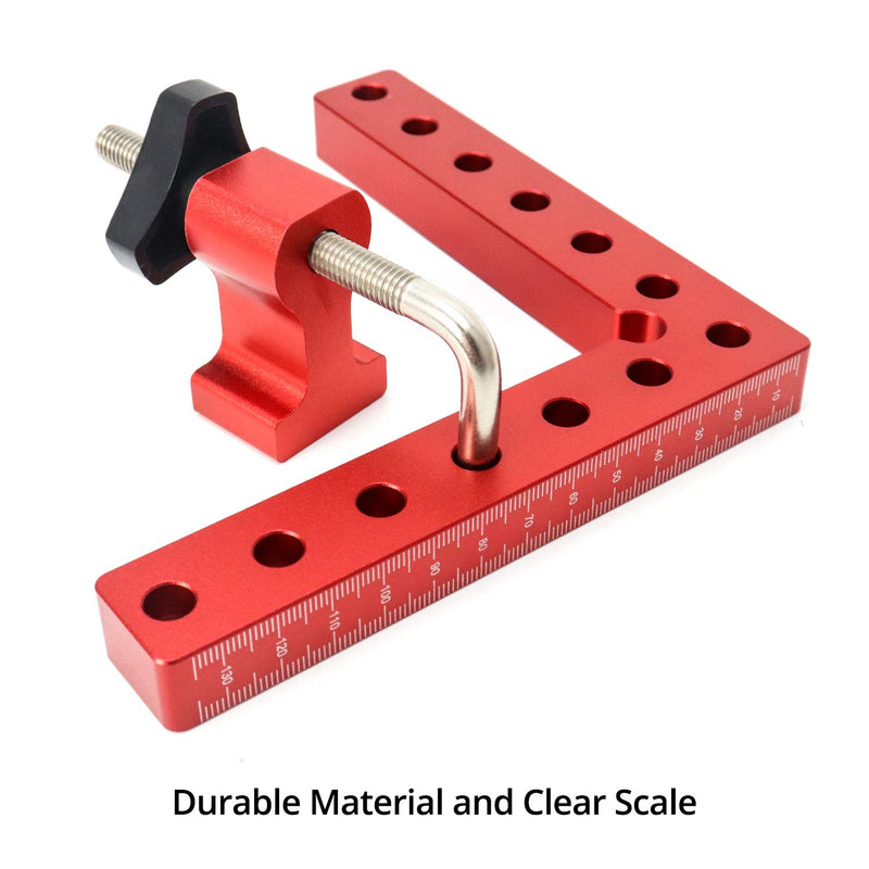 [Australia - AusPower] - QWORK 90 Degree Positioning Squares Right Angle Clamps Fixing Clamp, 5.5" x 5.5"(14 x 14cm), 1 Pack, Aluminum Alloy Woodworking Carpenter Tool for Box Cabinets Drawers Picture Flame 5.5"x5.5" 