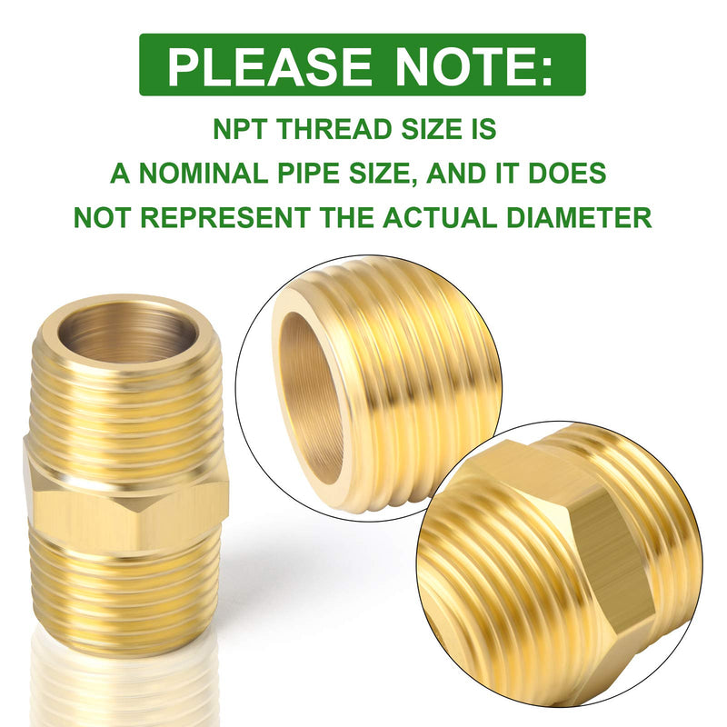 [Australia - AusPower] - TAISHER 5PCS Brass Pipe Fitting, Reducer Adapter, Hex Nipple, 3/4-Inch Male Pipe x 3/4-Inch Male Pipe 3/4" NPT 5 