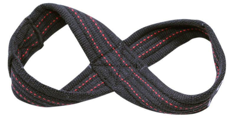 [Australia - AusPower] - Deadlift Straps Figure 8 Loop Lifting Straps The #1 Choice for Power Lifters weightlifters Workout Enthusiasts 60 cm Up to 6.0" Wrist Circumference Black with RED Strips 