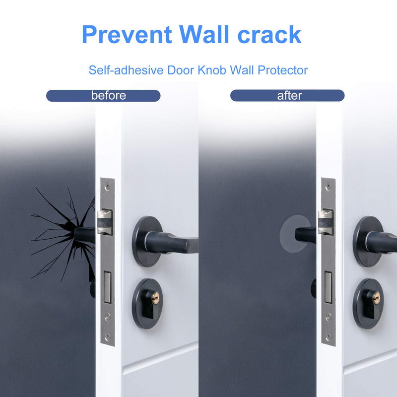 [Australia - AusPower] - Door Stopper Wall Protector 8 PCS, Door Stop with Strong Back Adhesive, Quiet and Shock Absorbent Silicone Wall Protectors from Door Knobs, Prevent Damage to Wall, (White, Clear) 