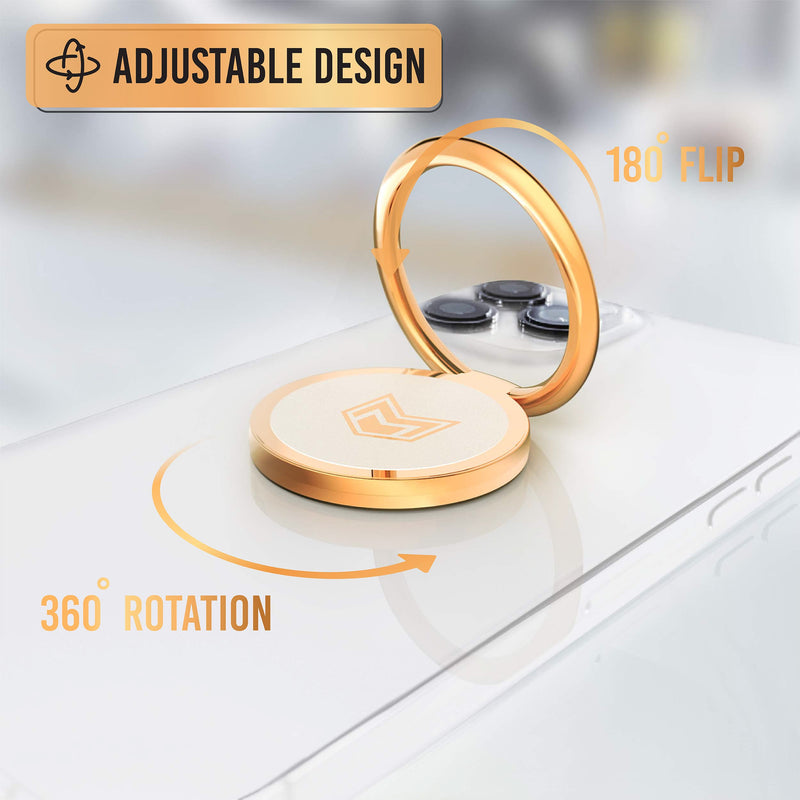 [Australia - AusPower] - Cell Phone Ring Holder Stand – Ggmoca Finger Ring Kickstand 360 Degree Rotation Polished Metal Phone Grip for Magnetic Car Mount Compatible with All Smartphones – Gold 