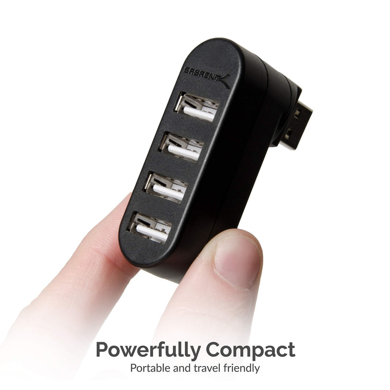 [Australia - AusPower] - SABRENT 4-Port USB 2.0 Hub [90°/180° Degree Rotatable] (HB-UMN4) Black 