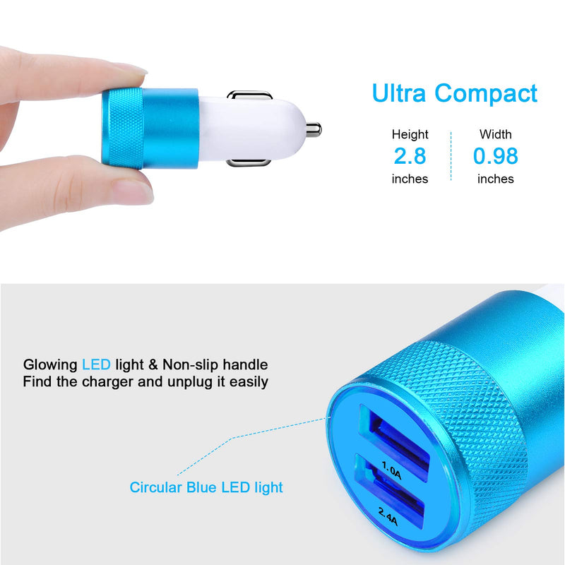 [Australia - AusPower] - 3.4A Cigarette Lighter USB Charger Compatible Samsung Galaxy A32 5G A12 A51 A52 A71 M02s M12 M21s F41 OnePlus Nord 8T 7T Pro, Car Adapter USB Charger Wall Charger Cube 2pcs USB Type C Cable(3ft+6ft) blue 