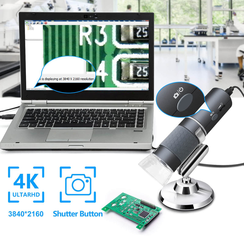 [Australia - AusPower] - Ninyoon 4K WiFi Microscope for iPhone Android PC, 50-1000X USB Digital Microscope Wireless Super HD Endoscope Camera Compatible with All Cellphones iPad Android Tablet Windows Mac Chrome Linux 