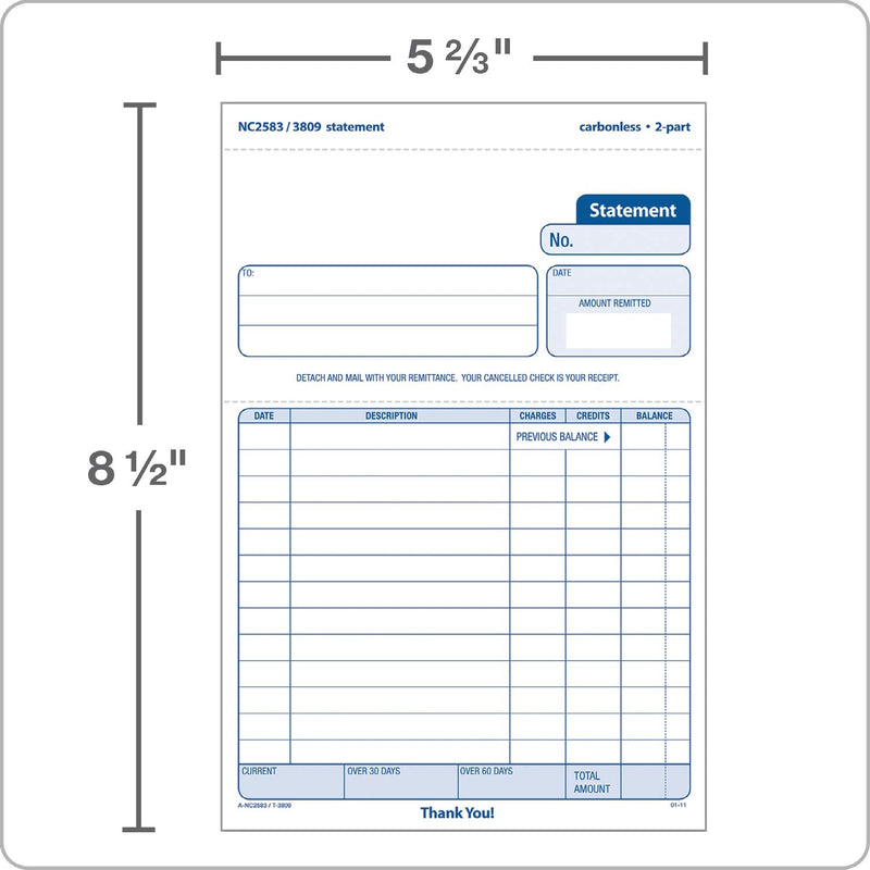 [Australia - AusPower] - Adams Statement Forms, 2-Part Carbonless, 100 Individual Unit Sets Per Pack (NC2583) 