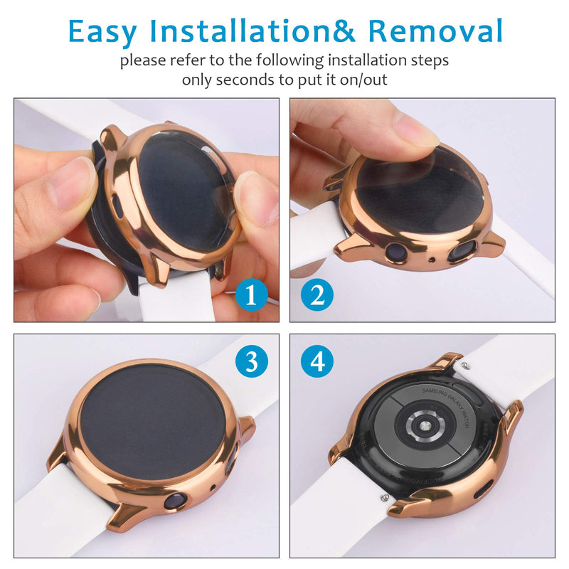 [Australia - AusPower] - [4 Pack] Amzpas Compatible with Samsung Galaxy Watch Active 2 Screen Protector Case 40mm, Soft TPU Full Around Cover for Samsung Galaxy Active 2 Smartwatch (RoseGold, Black, RosePink, Clear, 40mm) 