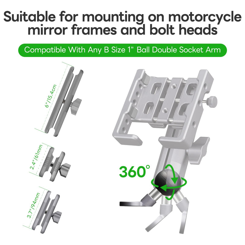 [Australia - AusPower] - FANAUE Angled Bolt Head Adapter Ball Base, Compatible with RAM Mount B Size 1"Ball Double Socket Arm with 10mm Mounting Holes, TPU Ball Head Antislip Shock Absorption Main Body Made of Aluminum Alloy 