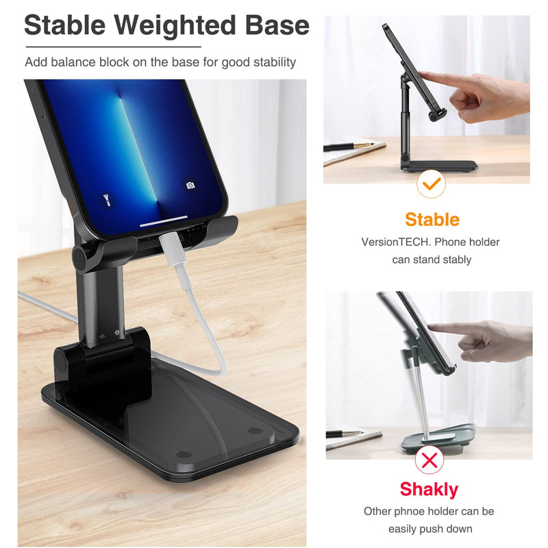 [Australia - AusPower] - Cell Phone Stand, VersionTECH. Adjustable Height Angle Phone Holder Desk for iPhone13 12 11 Pro / Xs / Max / Plus, Sumsung Galaxy S20 / S10 / S9 & other phones (4-7.9 inch) iPad Tablet Black 