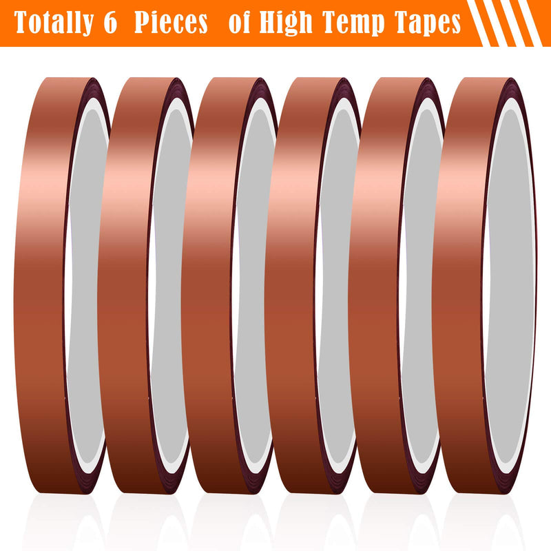 [Australia - AusPower] - Heat Tape for Heat Press, 6 Packs Selizo Heat Transfer Tape Heat Resistant High Temperature Tape for Sublimation on Coffee Mugs, HTV Craft on T-Shirt Fabrics 
