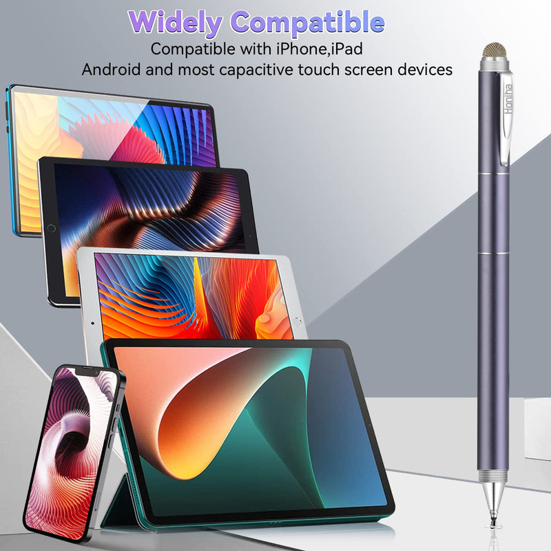 [Australia - AusPower] - Universal Stylus Pens, Honiha High Precise Disc Stylus Pens for Touch Screens 4 in 1 Touch Screen Pen Capacitive Stylus Compatible with iPad, iPhone, Samsung, Android, Microsoft Tablets- Space Black 