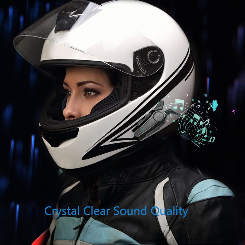 [Australia - AusPower] - Motorcycle Bluetooth Headset，Wipeeyes E1 Bluetooth Helmet Intercom Headset with CVC Noise Cancellation Stereo Music IPX6 Waterproof for Full face Helmet 