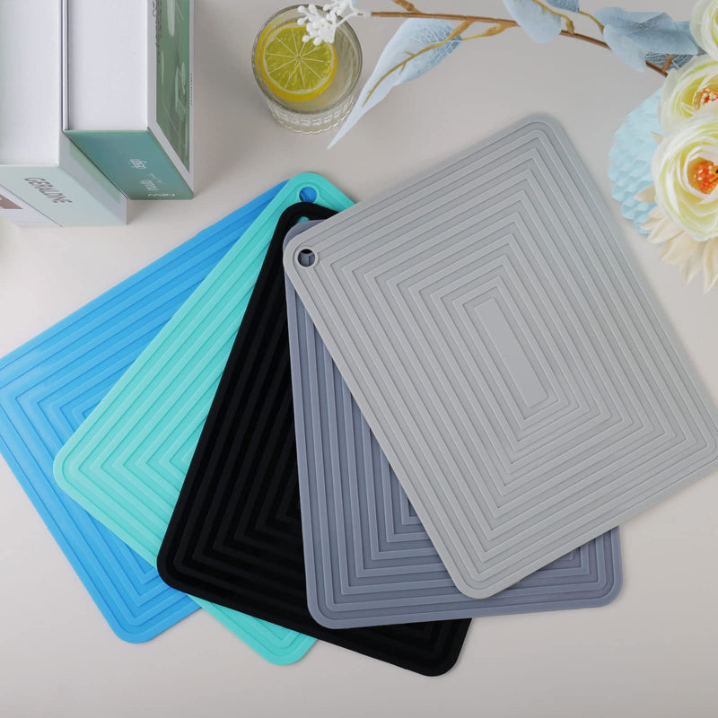 [Australia - AusPower] - Large Silicone Trivet Mats for Hot Dishes/Pots Pans, Heat Resistant Pot Holder,9"x12" Non Slip Flexible Durable Pot Coaster Kitchen Table Mats Set of 2 (Teal) Teal 