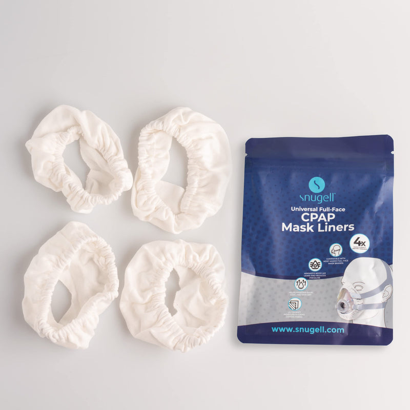 [Australia - AusPower] - Full-Face CPAP Mask Liners by Snugell® | One Size Fits Most | Soft Cotton Fabric | Minimizes Noisy Air Leaks | Reduces Skin Irritation | Reusable & Washable | Pack of 4 Liners | 6 Month Supply 