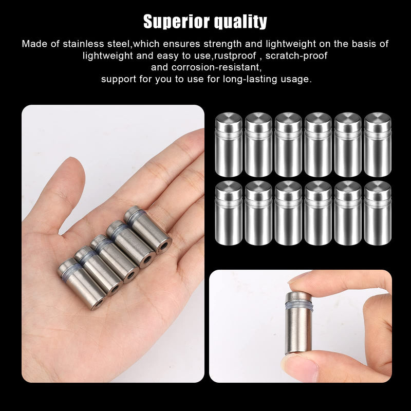 [Australia - AusPower] - AIEX 12pcs 12x25mm Stainless Steel Standoff Screws, Advertising Nails Glass Wall Standoff Sign Mounts for Billboard Installation Sign Displays (Silver) 