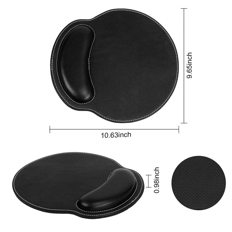 [Australia - AusPower] - RICHEN Ergonomic PU Leather Keyboard Wrist Rest and Mouse Pad with Wrist Support, Memory Foam Set for Computer/Laptop,Gaming and Office, Comfortable for Easy Typing & Pain Relief (PU Black) Pu Black 