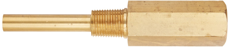 [Australia - AusPower] - PIC Gauge TW-BR06-22L2 6" Stem Length, 1/2" NPT x 1/2" NPT Connection Size, Lagging Style, 0.260" Bore Diameter, Brass Standard Thermowell for Industrial Bimetal Thermometers 