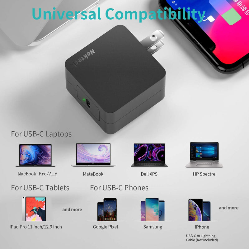 [Australia - AusPower] - Nekteck 60W USB C Charger [GaN Tech], PD 3.0 Fast Charger[USB-IF & ETL Certified] with Foldable Plug, Compatible with MacBook Air/Pro, iPad Air/Pro, iPhone 13 Pro Max, Switch, Galaxy, Pixel and More. 