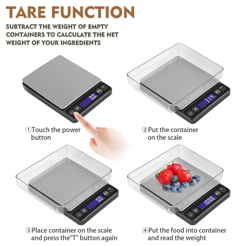 [Australia - AusPower] - Digital Pocket Scale - 0.1g /3000g Small Portable Electronic Precision Scale with Back-Lit LCD Display (Batteries Included) 3000g/0.1g 
