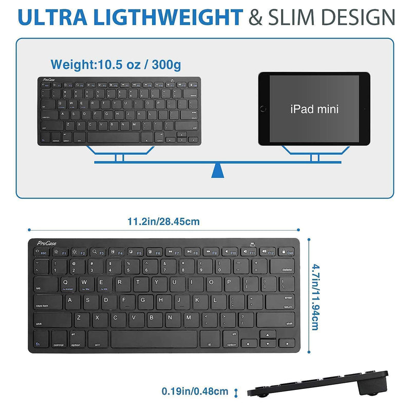 [Australia - AusPower] - ProCase Galaxy Tab A 8.0 2019 Folio Case T290 T295 Bundle with Wireless Keyboard for iPad Android Windows Tablets Smartphone iMac Cellphone Surface Laptop Smart TV (Battery Operate) 