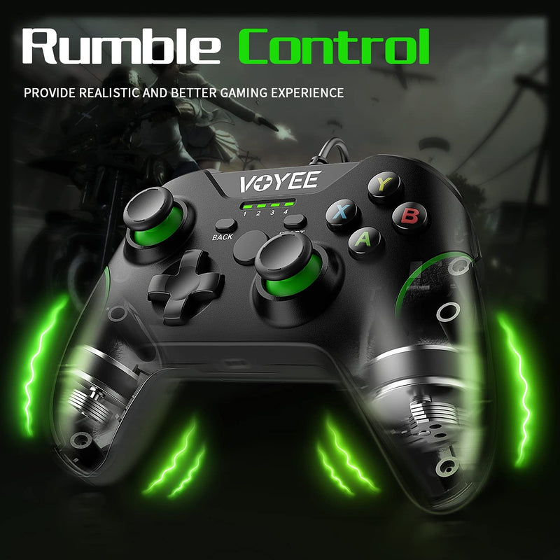 [Australia - AusPower] - VOYEE Wired Controller Compatible with Xbox One/X/S/PC Windows 10/8/7, with Headphone Jack/Double Shock/Upgraded Joystick - Black 