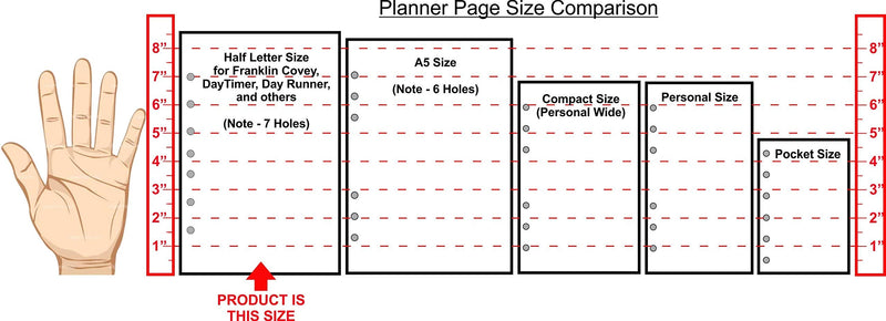 [Australia - AusPower] - Classic Size Notes Insert with Simple Lines Spaced 1/4", Sized and Punched with 7 Holes for 7-Ring Notebooks Such as Franklin, etc. (5.5" x 8.5") Simple Lined Note Paper with 1/4" Spacing 