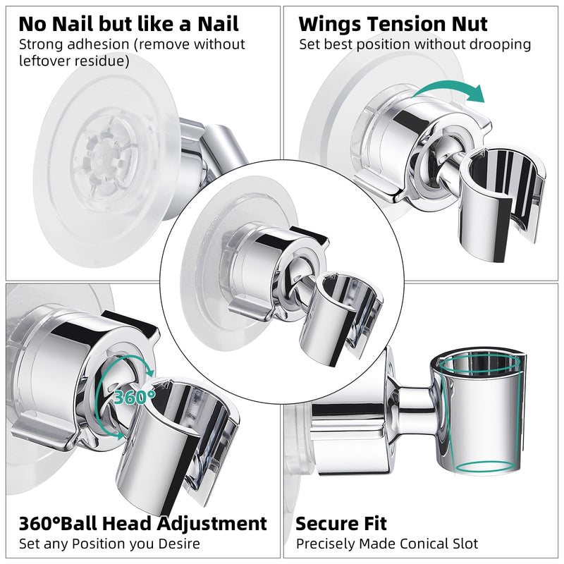 [Australia - AusPower] - Cobbe Wall Mount Hand held Shower Head Holder - 360 Adjustable with Tension Nut - Universal Shower Hose Fits showerhead Holder (Chrome) Chrome 