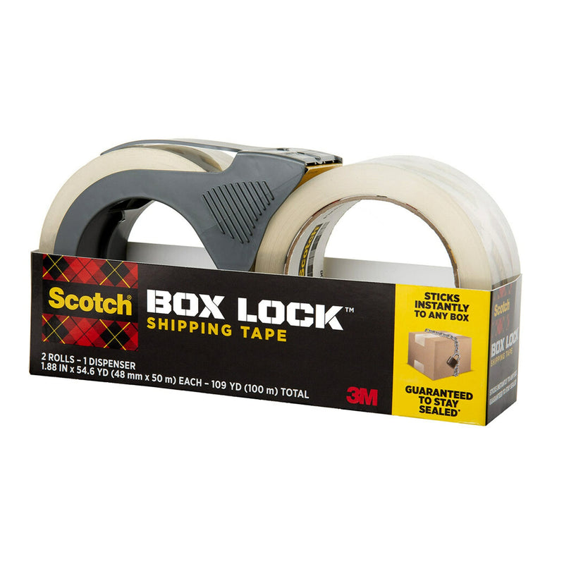 [Australia - AusPower] - Scotch Box Lock Packaging Tape, 2 Rolls with 1 Refillable Dispenser, 1.88 in x 54.6 yd, Extreme Grip, Sticks Instantly to Any Box 