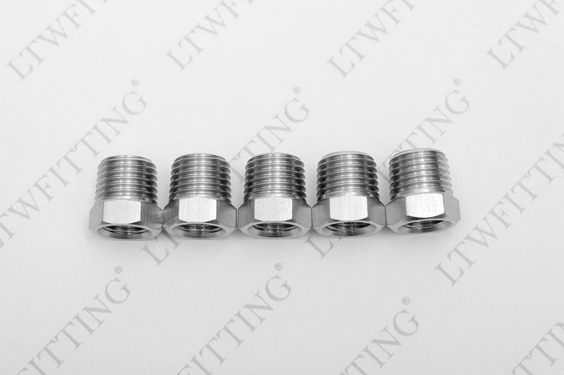 [Australia - AusPower] - LTWFITTING Bar Production Stainless Steel 316 Pipe Hex Bushing Reducer Fittings 1/4" Male x 1/8" Female NPT Fuel Water Boat (Pack of 5) 