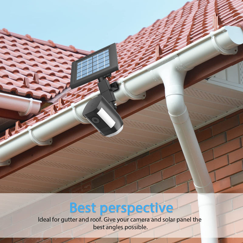 [Australia - AusPower] - HOLACA 2-in-1 Weatherproof Gutter Mount for Ring Solar Panel, Spotlight Cam Pro Battery and Stick Up Cam Plus Battery Outdoor Mount Accessories for Ring Solar Panel (Black) Pro/Plus Black 