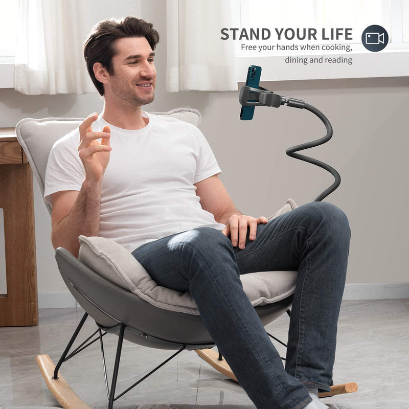 [Australia - AusPower] - Gooseneck Phone Mount Holder - SAIJI Flexible Long Arm 360 Adjustable Ball Head for Bed, Lazy Bracket Clamp Desk Stand, Compatible with Cell Phone 12 11 Pro Max XR 8 Plus, Overall Length 37.4in(Black) Black 