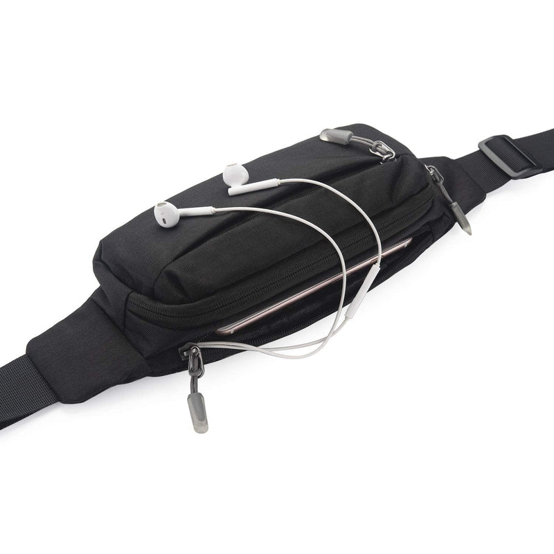 [Australia - AusPower] - USHAKE Fanny Pack Waist Packs with Extender for Men Women, Waist Pouch Bag Hip Pack with 3-Zipper Pockets Adjustable Straps for Casual Travel Hiking Running Outdoor Sports BLACK 