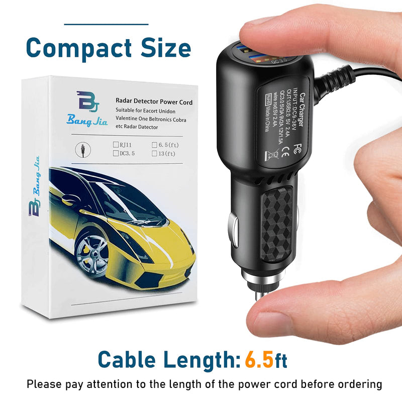 [Australia - AusPower] - Radar Detector Power Cord,for Uniden Escort Valentine Beltronics Passport Cobra etc Radar Detector,with Dual USB QC3.0 Quick Charger（RJ11 Black1 