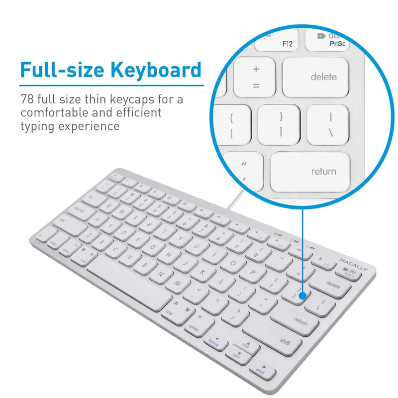 [Australia - AusPower] - Macally Mini Wired Keyboard and a Quiet Wired Mouse, Office Essentials 