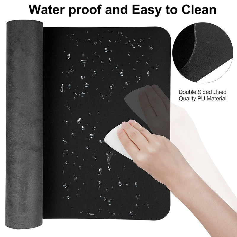 [Australia - AusPower] - Leather Desk Mat,Desk Pad,Desktop mat,Waterproof Desk Mat for Desktop, Desk Mat for Keyboard and Mouse,Leather Mouse Pad Protector for Office and Home,30"x 14" Leather-black 
