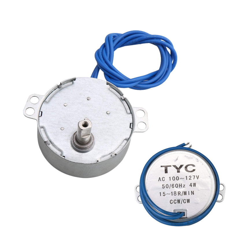 [Australia - AusPower] - Homeswitch Metal TYC-50 Double Flat Shaft CW/CCW Undirectional Speed Reduction Synchronous Motor AC110V 15-18RMP Silver 