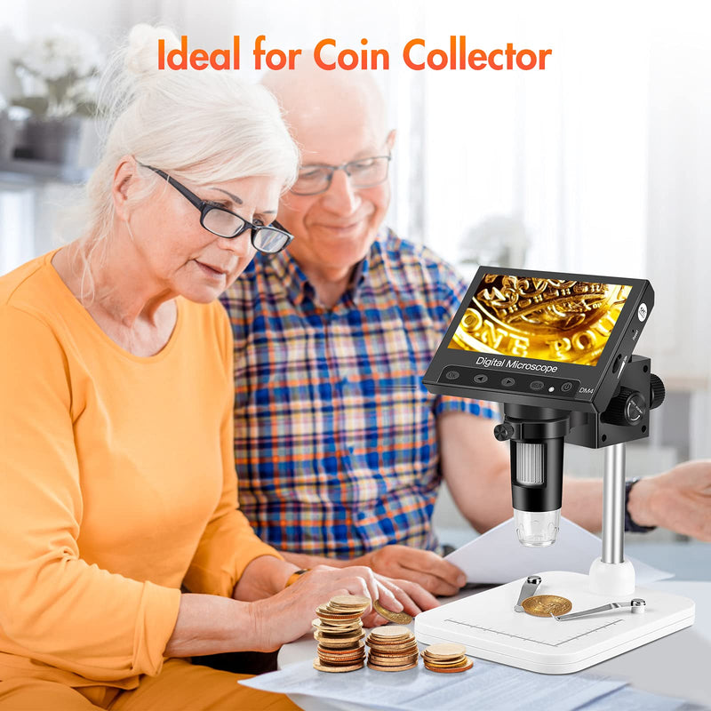 [Australia - AusPower] - Coin Microscope, Elikliv 4.3" LCD Digital Microscope 1000x, USB Coin Microscope for Error Coins with Lights for Kids Adults, PC View, Windows Compatible 