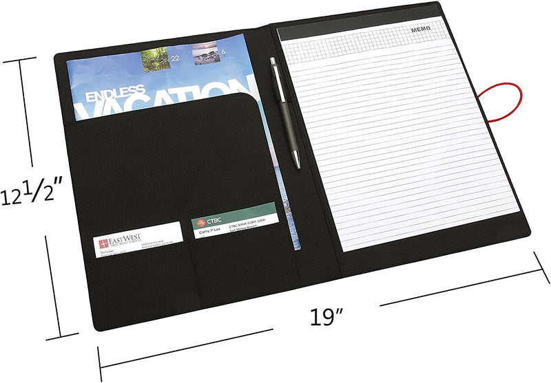 [Australia - AusPower] - NuVision Portfolio Leather Padfolio Binder, Business Planner File Folder with Elastic Band Closure, Writing Pad Notebook, Resume Document Organizer, Legal Pad for Women Men Black (Ver. 3) 