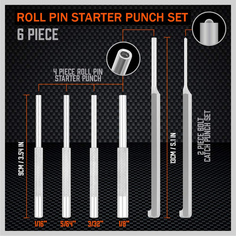 [Australia - AusPower] - SEDY 6-Pieces Roll Pin Starter Punch and Bolt Catch Install Punch Set, 1/16", 5/64", 3/32", 1/8" 